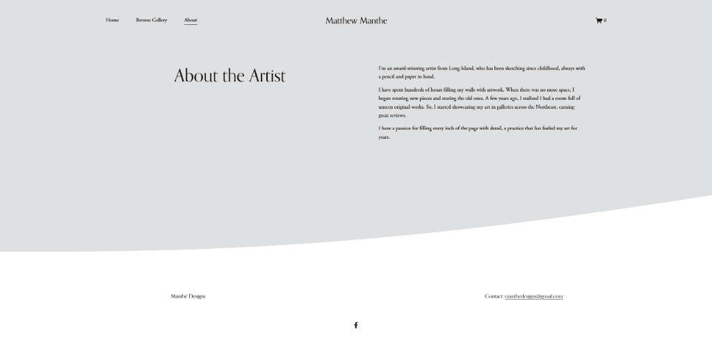 The earlier Manthe Designs website, before the redesign